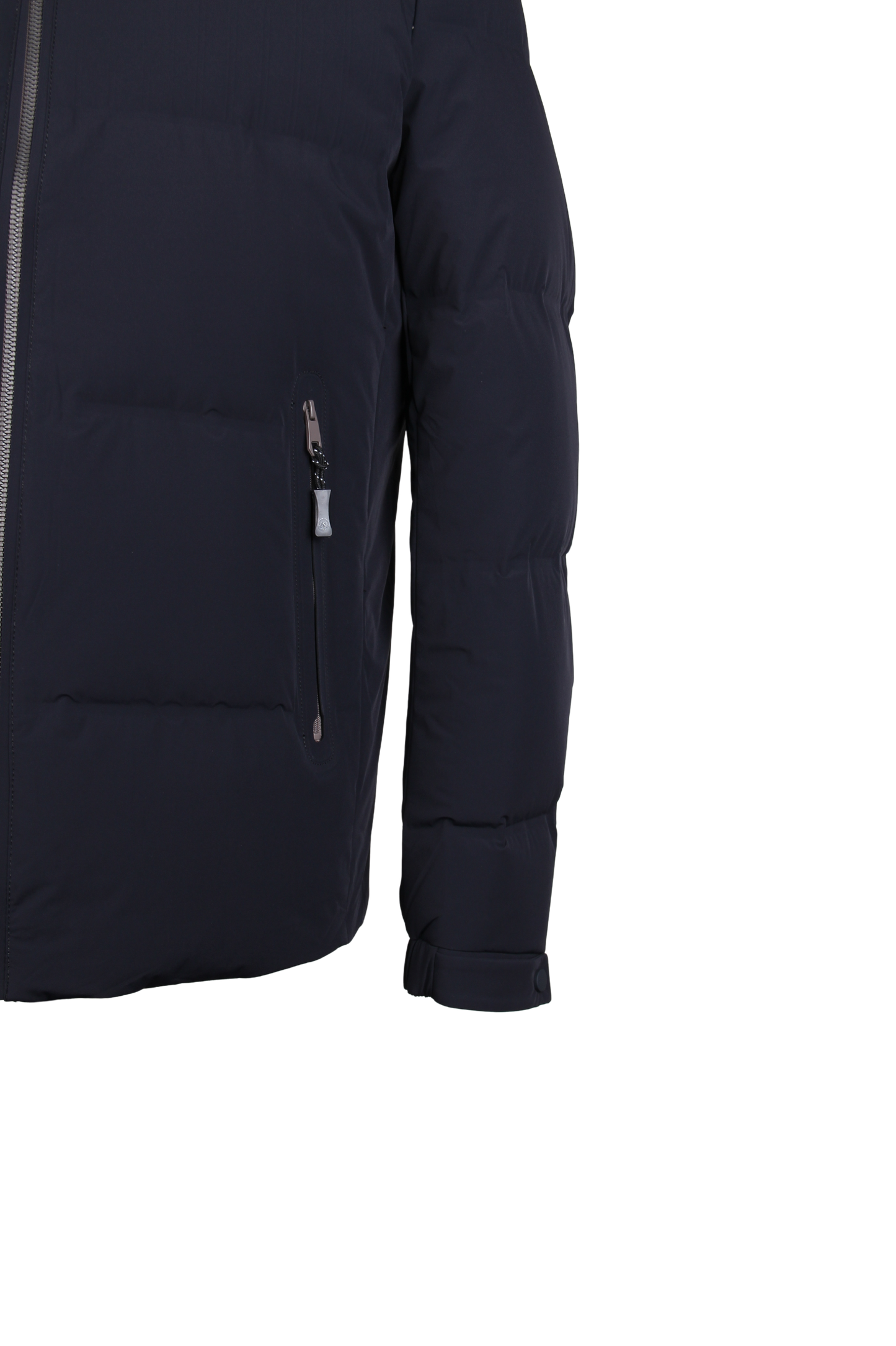 Темно-синяя куртка с воротником-стойкой