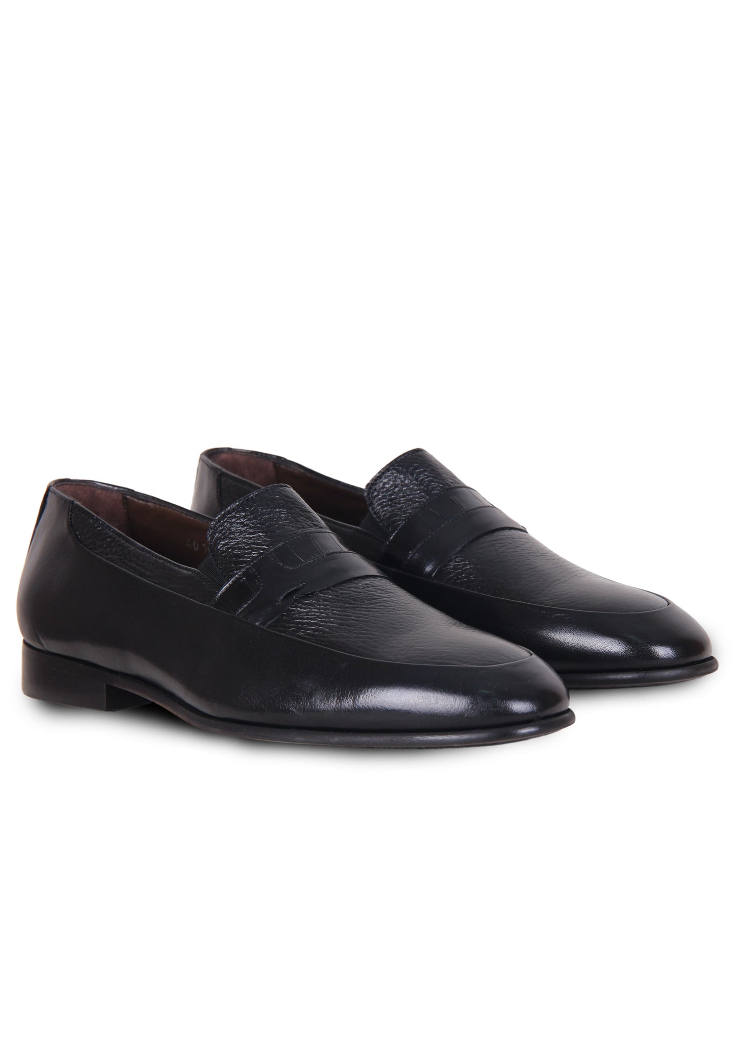 İtalyan maral dərisindən qara loafer ayaqqabı