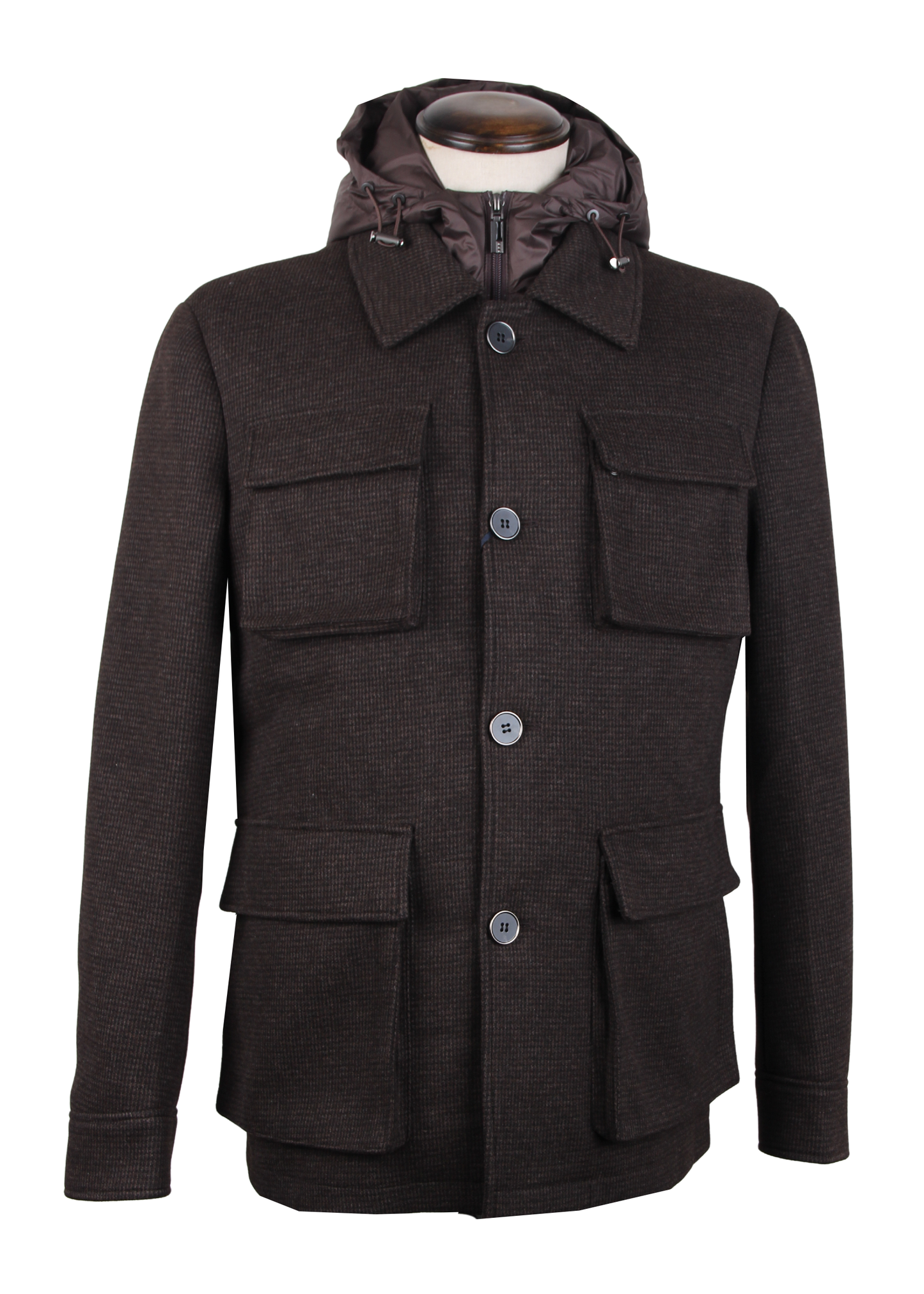 Коричневая куртка-трансформер из смесовой шерсти