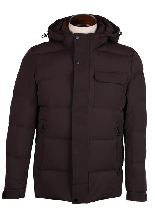 Мужская куртка темно-коричневого цвета на утином пуху