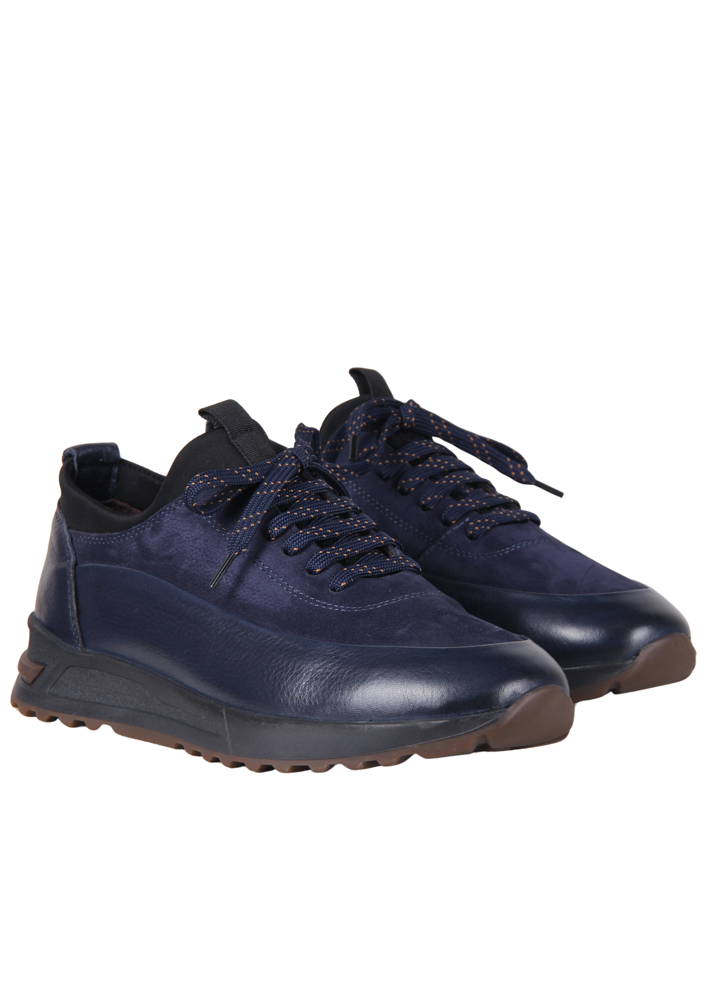 Темно-синие кроссовки из кожи/нубука