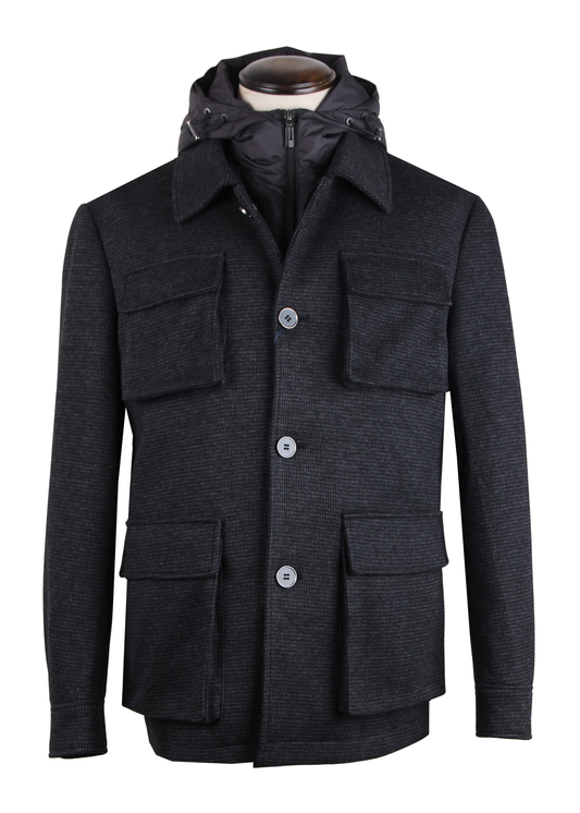 Черная куртка-трансформер из смесовой шерсти