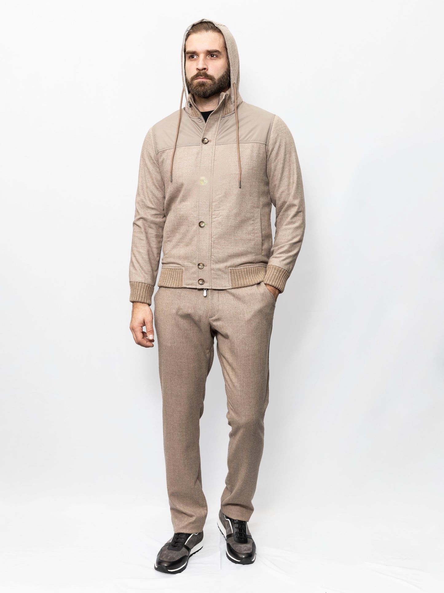 Beige hoodie bomber jacket