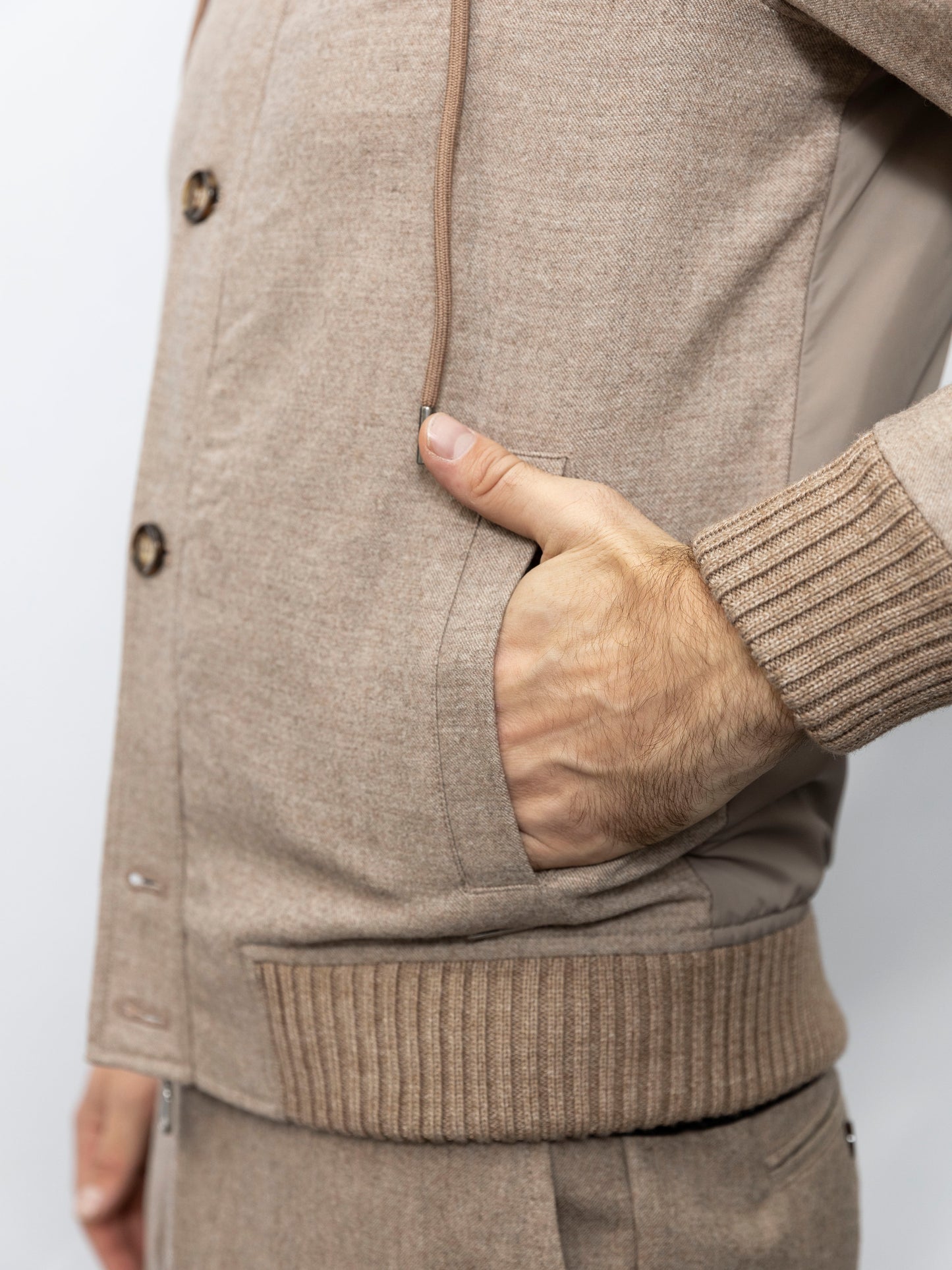Beige hoodie bomber jacket