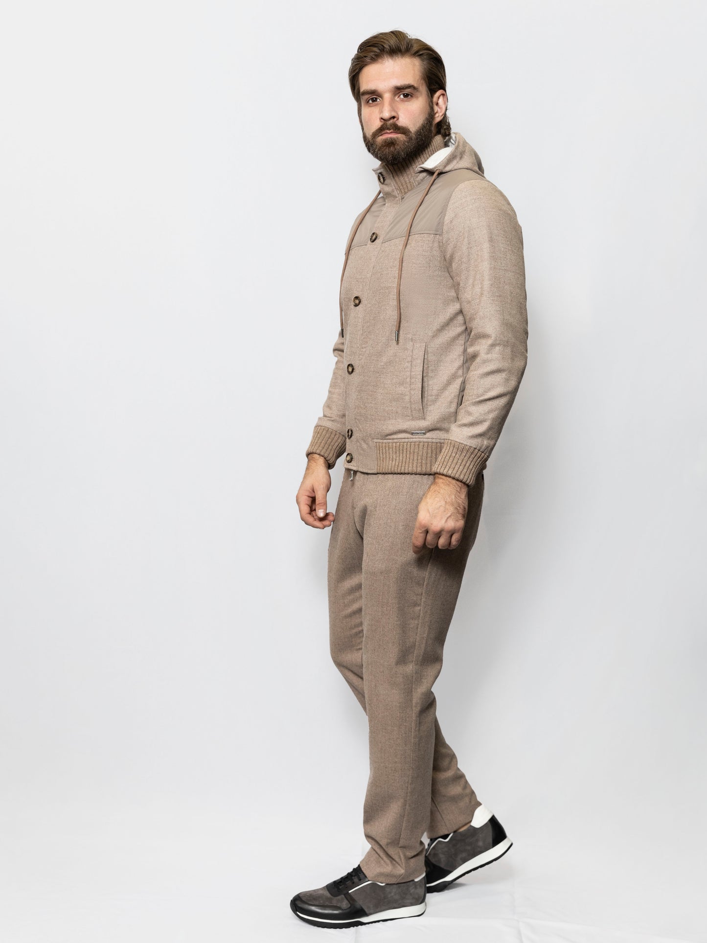 Beige hoodie bomber jacket