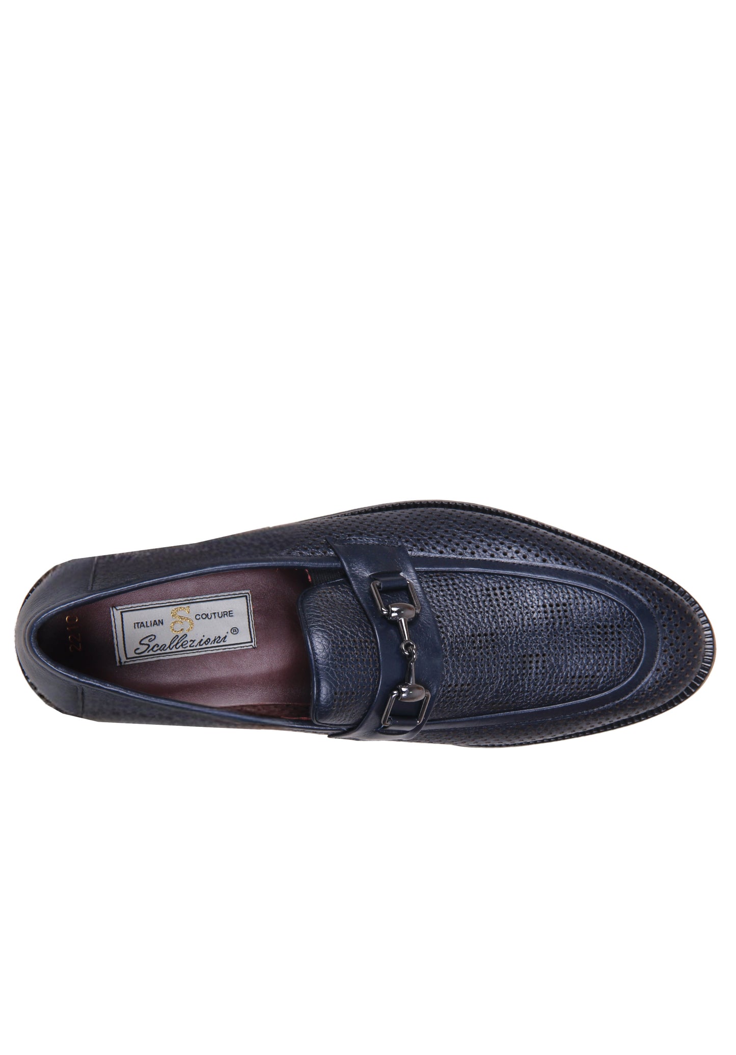 Italian leather perforated blue loafer