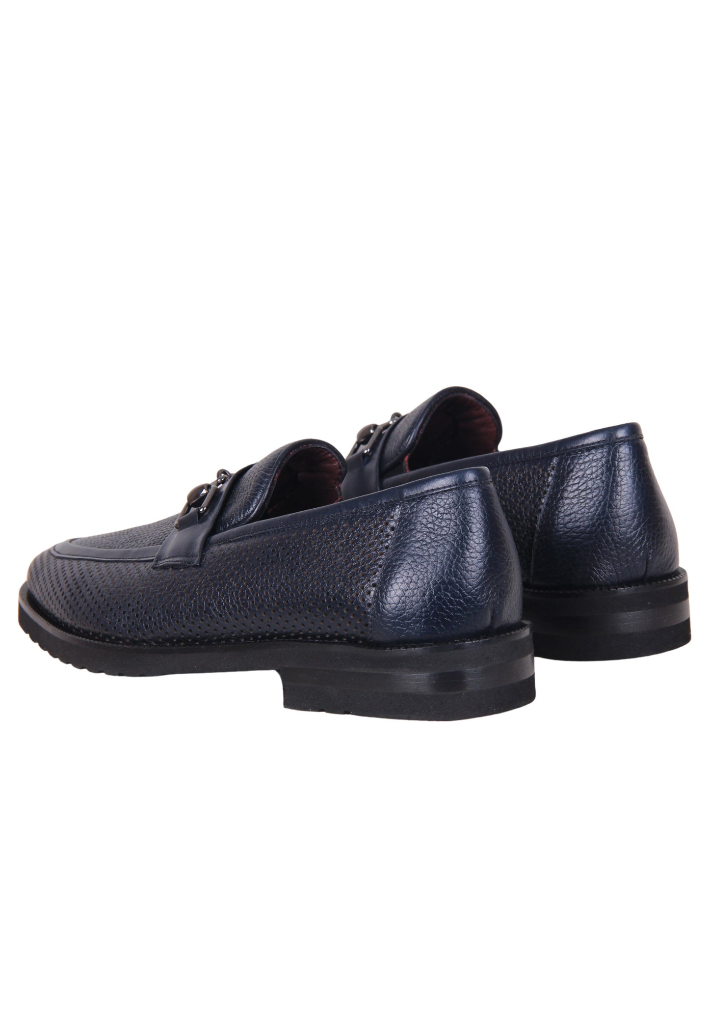 Italian leather perforated blue loafer