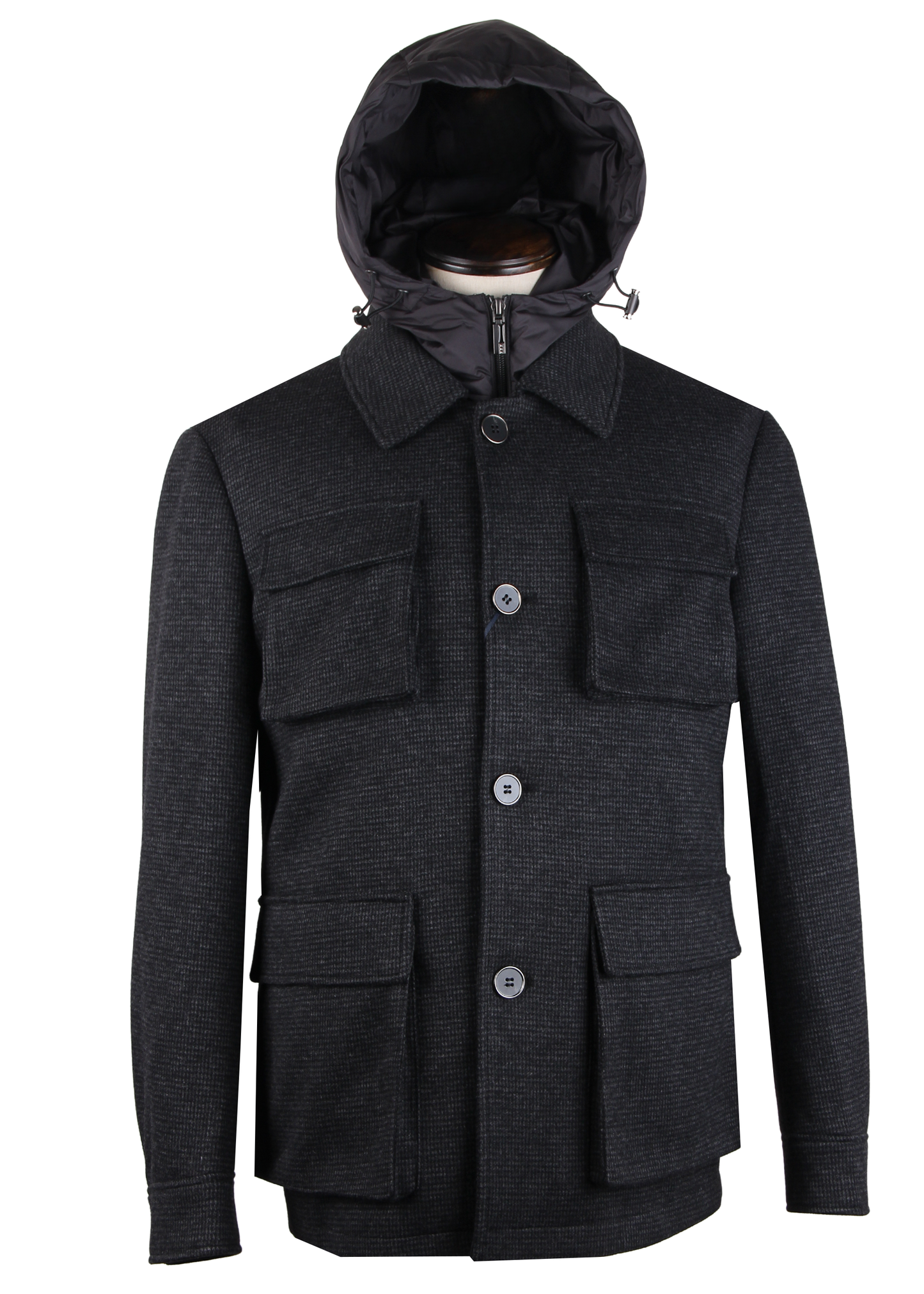 Черная куртка-трансформер из смесовой шерсти