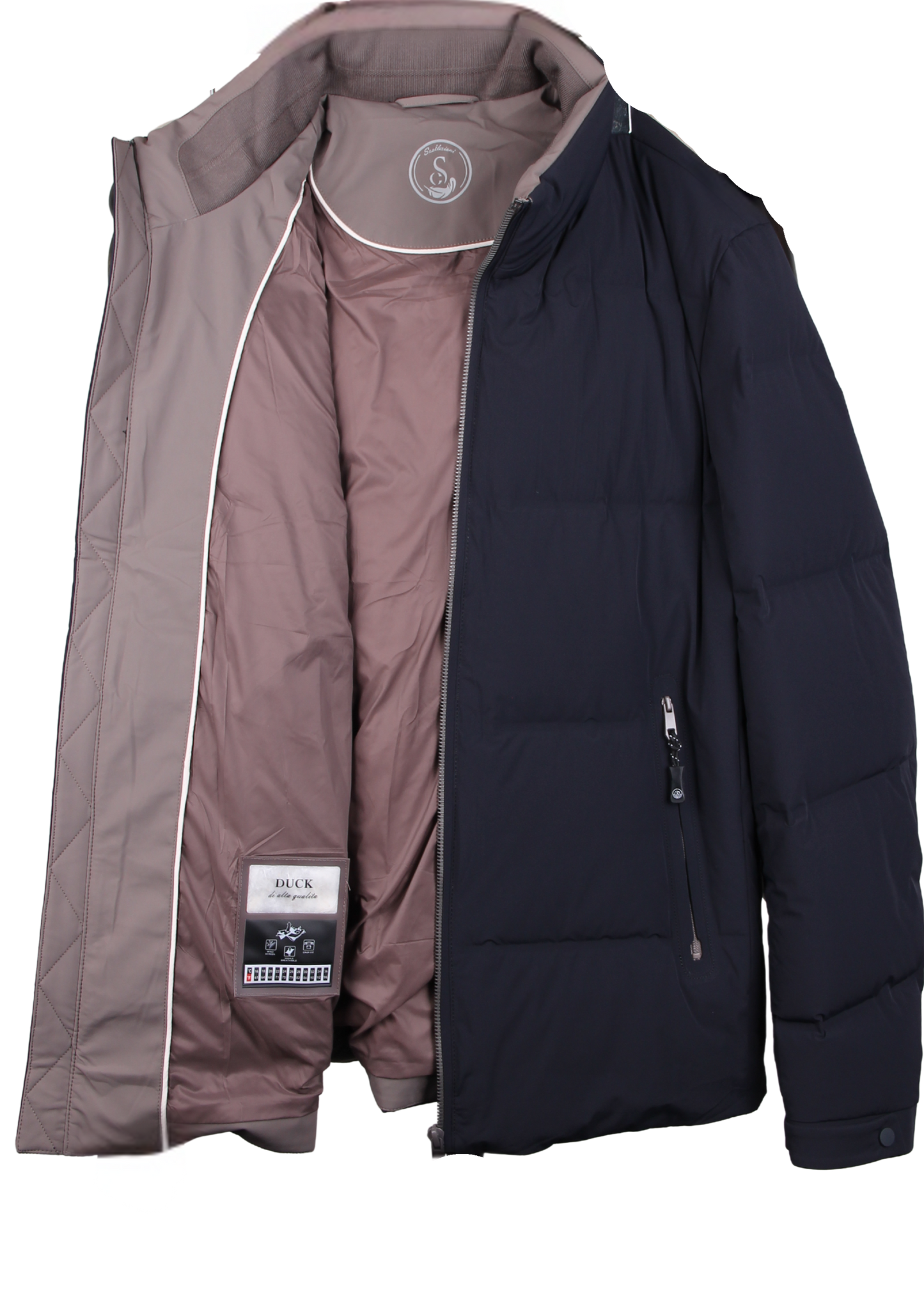 Темно-синяя куртка с воротником-стойкой