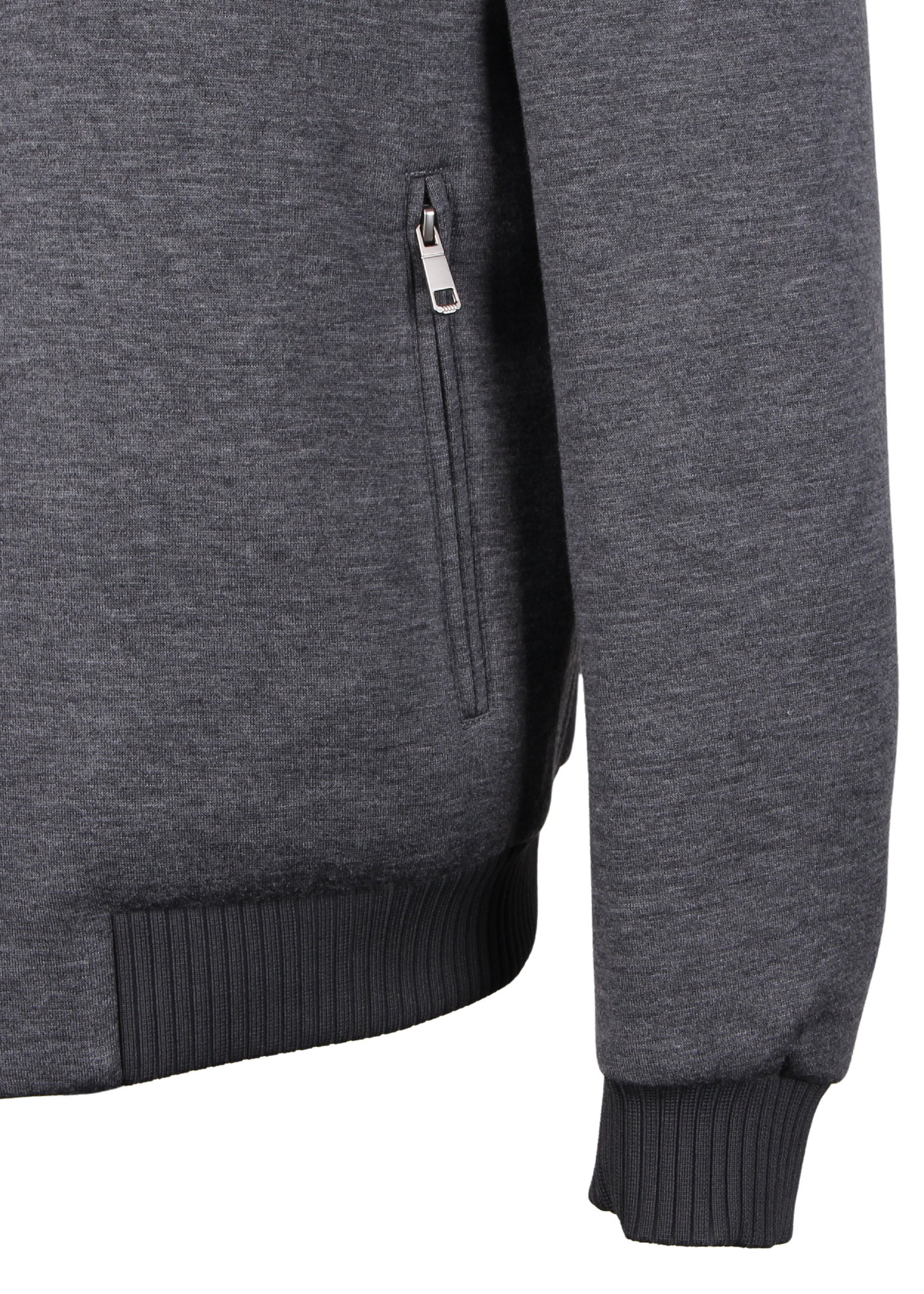 Серая куртка с высоким воротом и застежкой-молнией