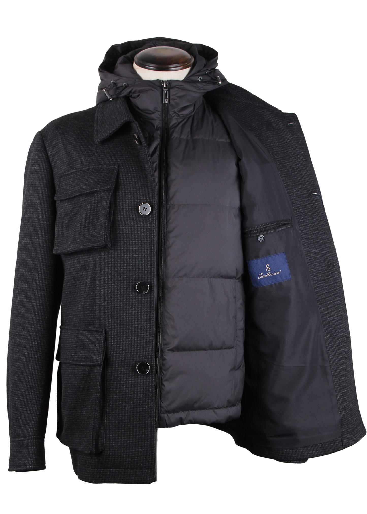 Черная куртка-трансформер из смесовой шерсти