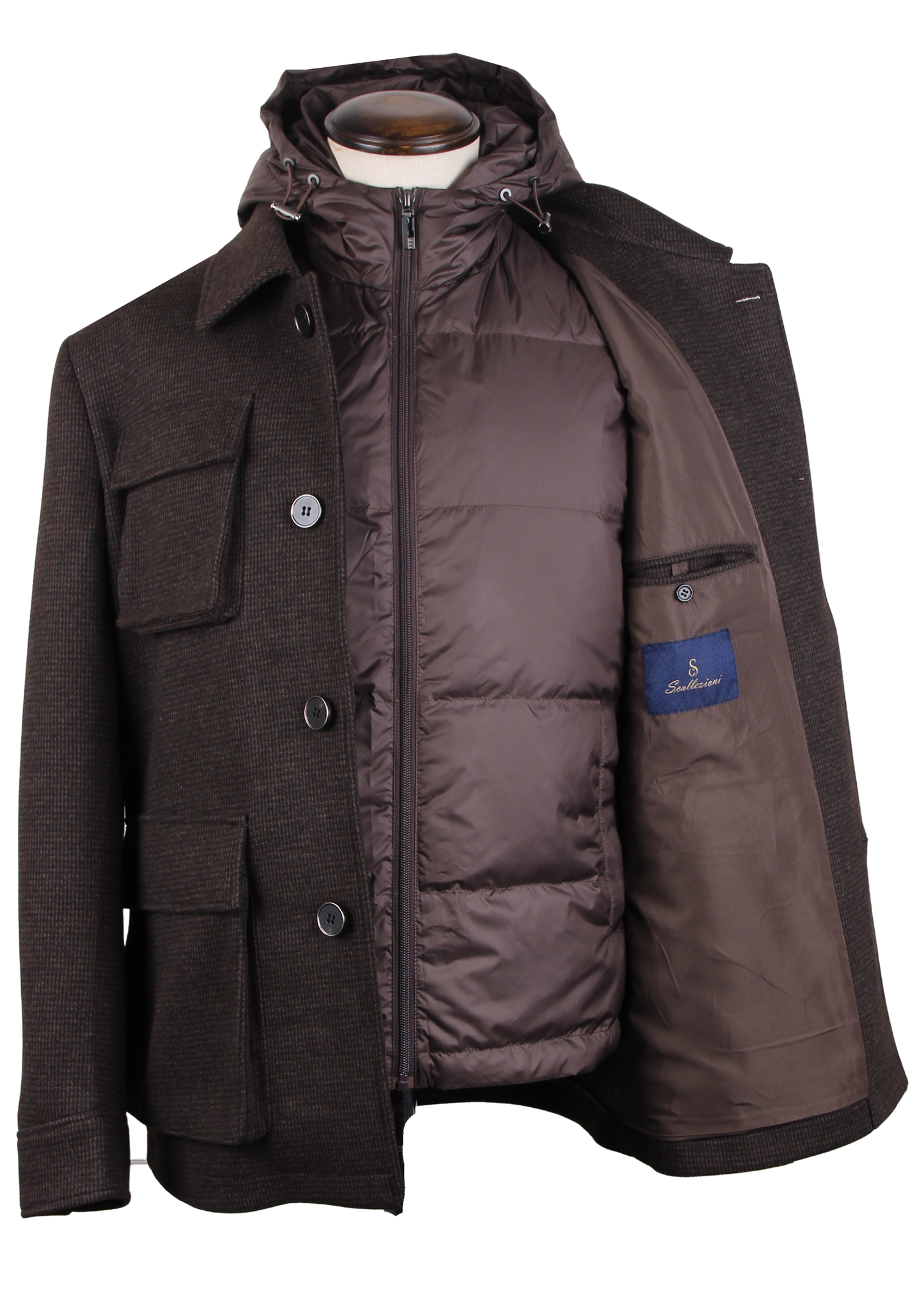 Коричневая куртка-трансформер из смесовой шерсти