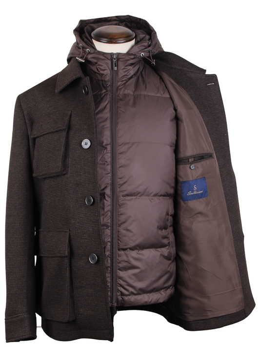 Коричневая куртка-трансформер из смесовой шерсти