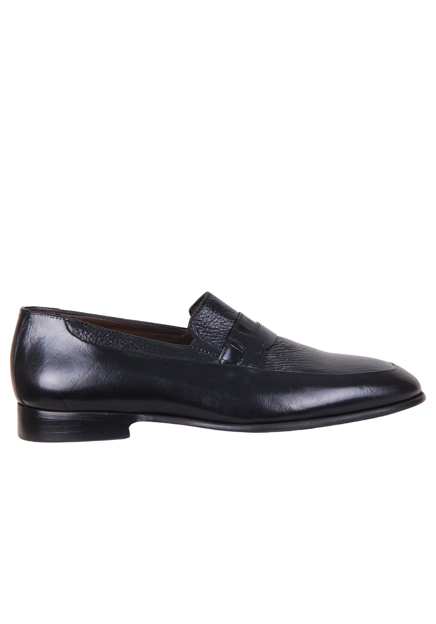 İtalyan maral dərisindən qara loafer ayaqqabı