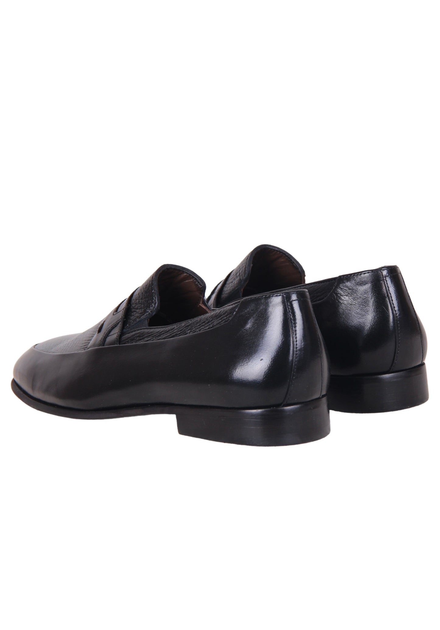İtalyan maral dərisindən qara loafer ayaqqabı