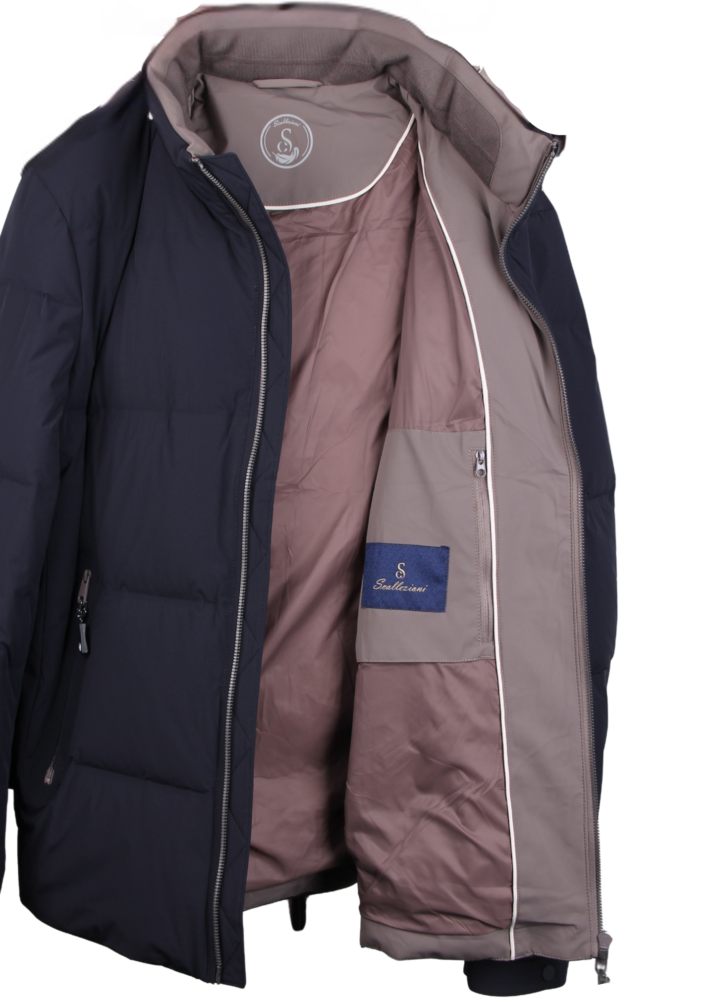 Темно-синяя куртка с воротником-стойкой