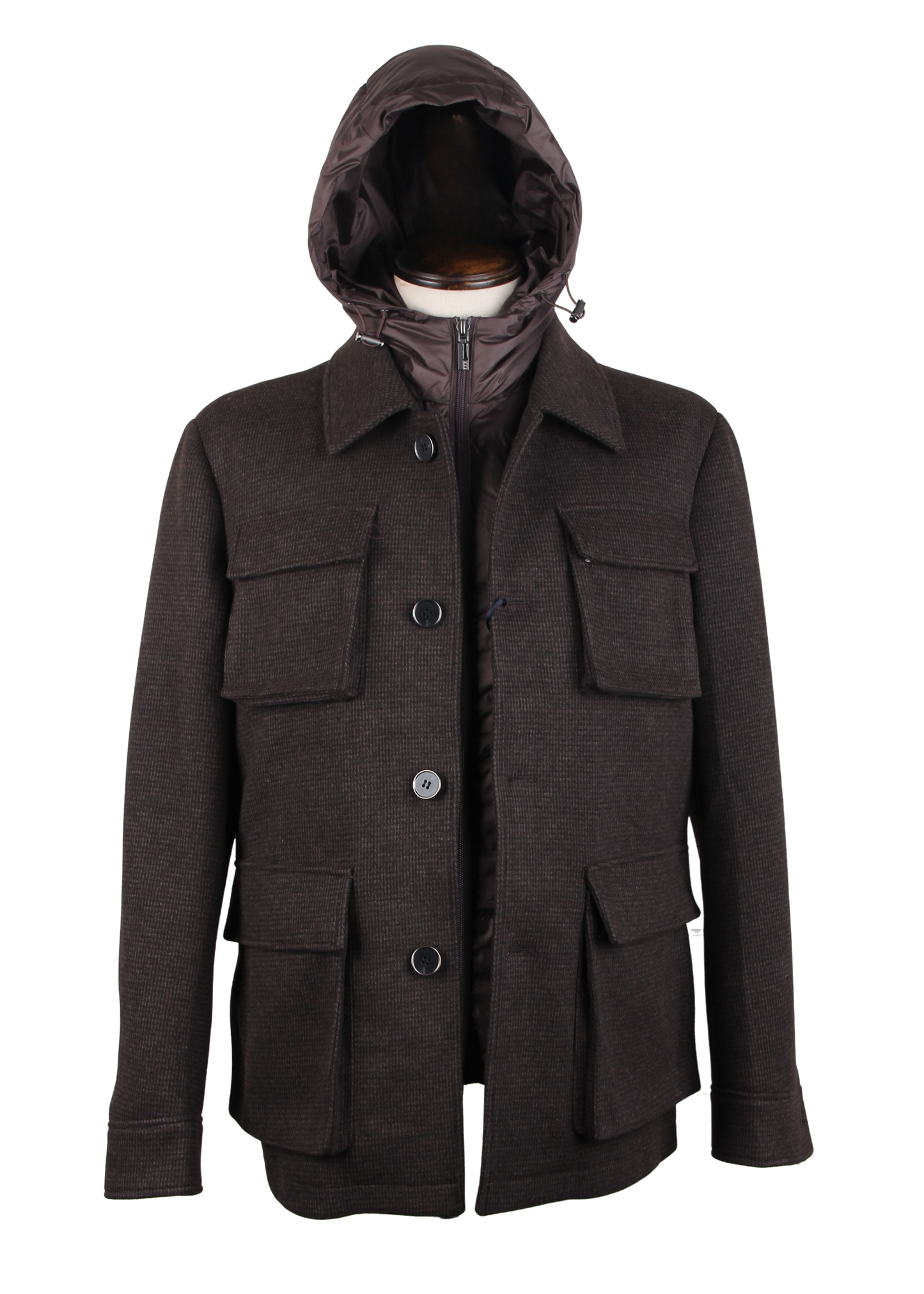 Коричневая куртка-трансформер из смесовой шерсти