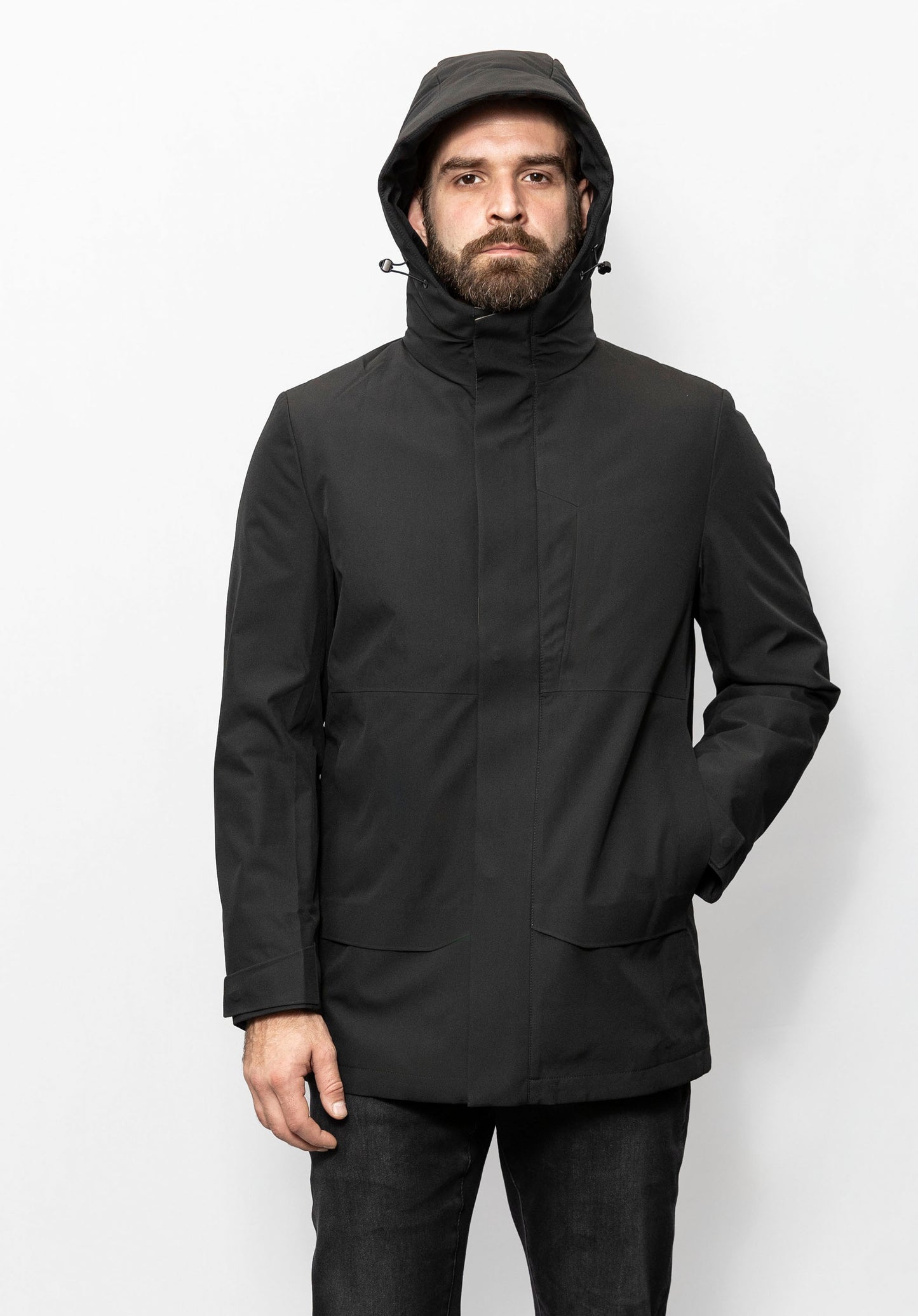 Black color Double Jacket with Inner Padded Vest