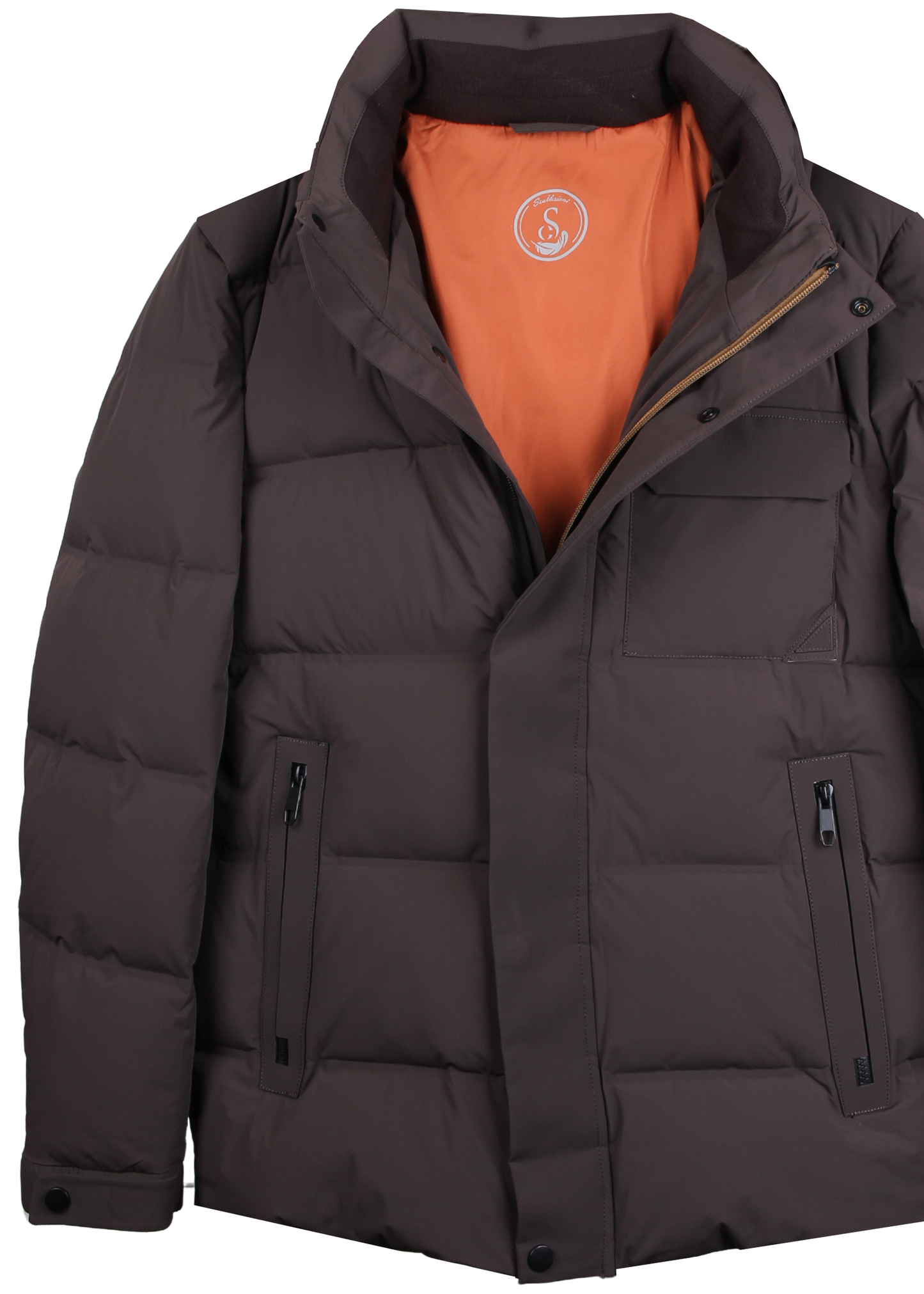 Мужская куртка темно-коричневого цвета на утином пуху