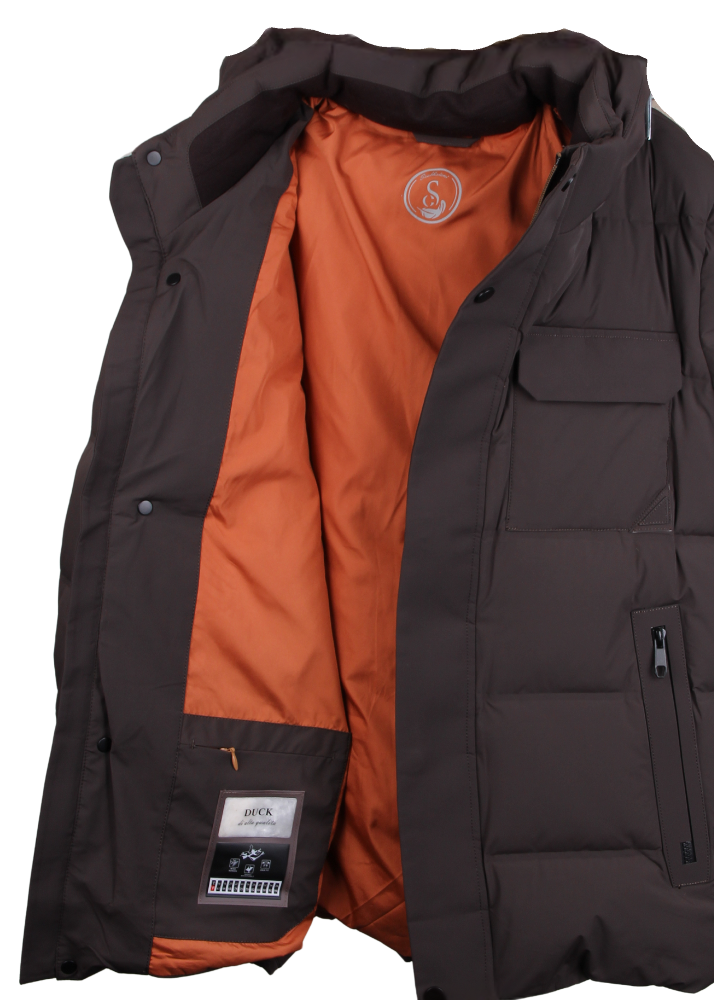 Мужская куртка темно-коричневого цвета на утином пуху