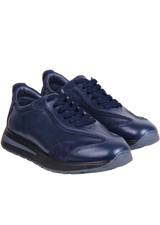 Men's Natural Leather Shoes | Blue Nubuck Detail