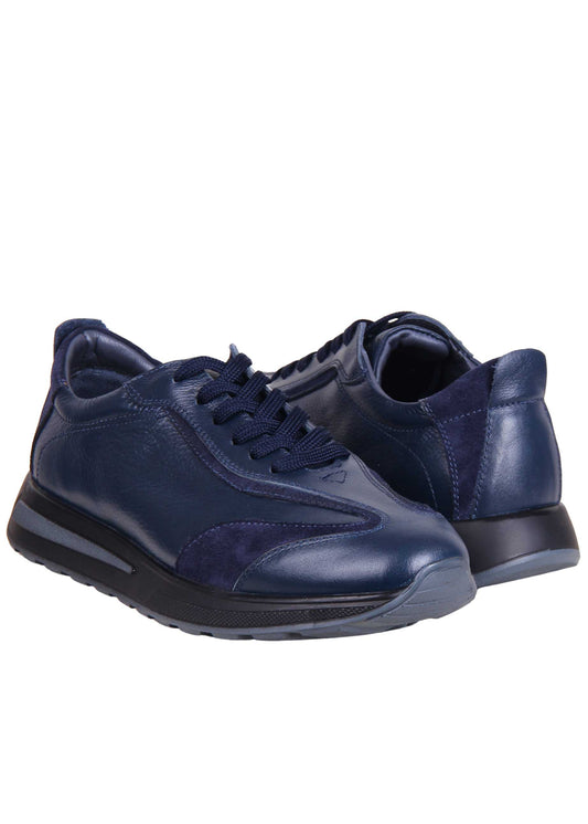 Men's Natural Leather Shoes | Blue Nubuck Detail