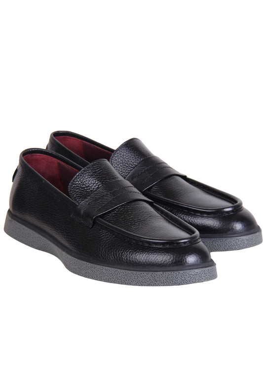 Black Natural Leather Loafer